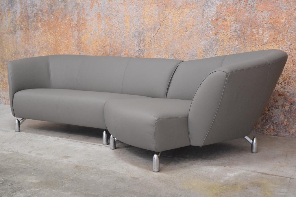NIEUW beklede grijze leren Leolux Pupilla design hoekbank, 250 tot 300 cm, Leolux, Leolux, Hoekbank
