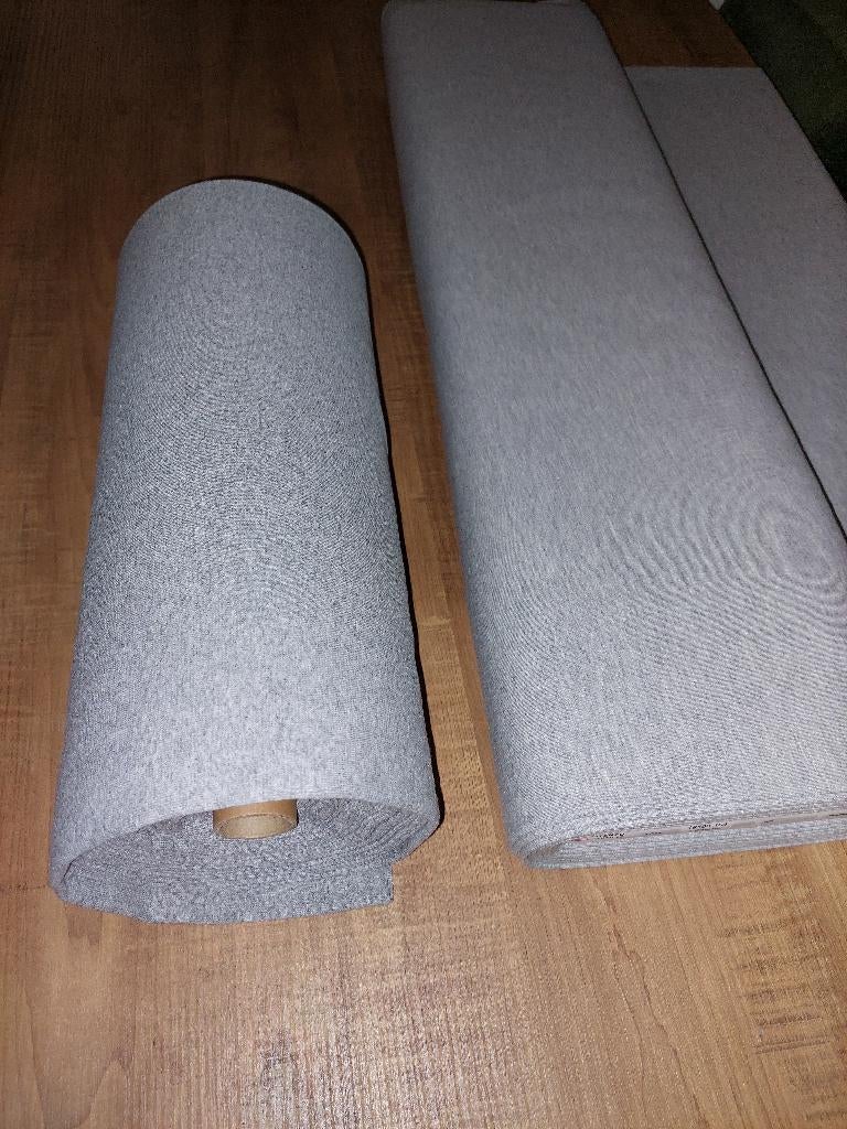 Grijze french terry stof + bijpassende boordstof, Hobby en Vrije tijd, Stoffen en Lappen, 120 cm of meer, Ophalen of Verzenden