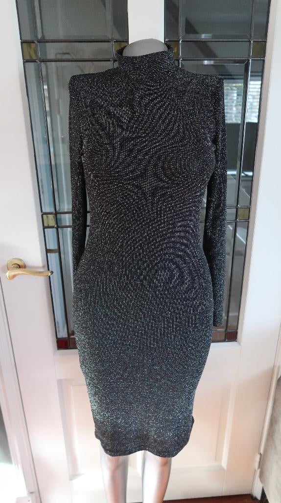 tasjehandtasje stretch jurk zwart zilver glitters m, Kleding | Dames, Jurken, Maat 38/40 (M), Zwart, Ophalen of Verzenden, Zo goed als nieuw