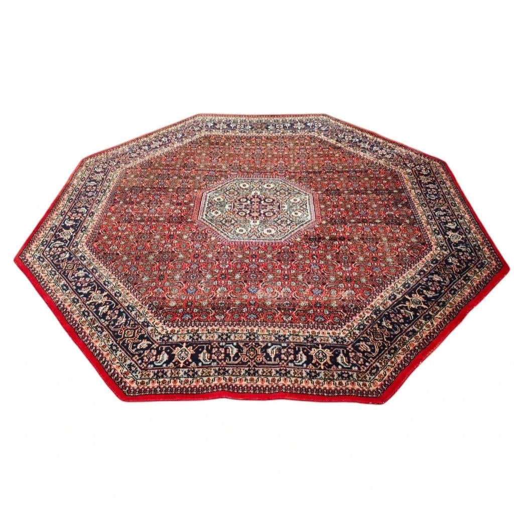 Handgeknoopt oosters wol Bidjar tapijt achthoekig 240x240cm