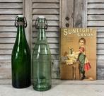 Antieke zware groene Franse wijnfles met ziel, Ophalen of Verzenden
