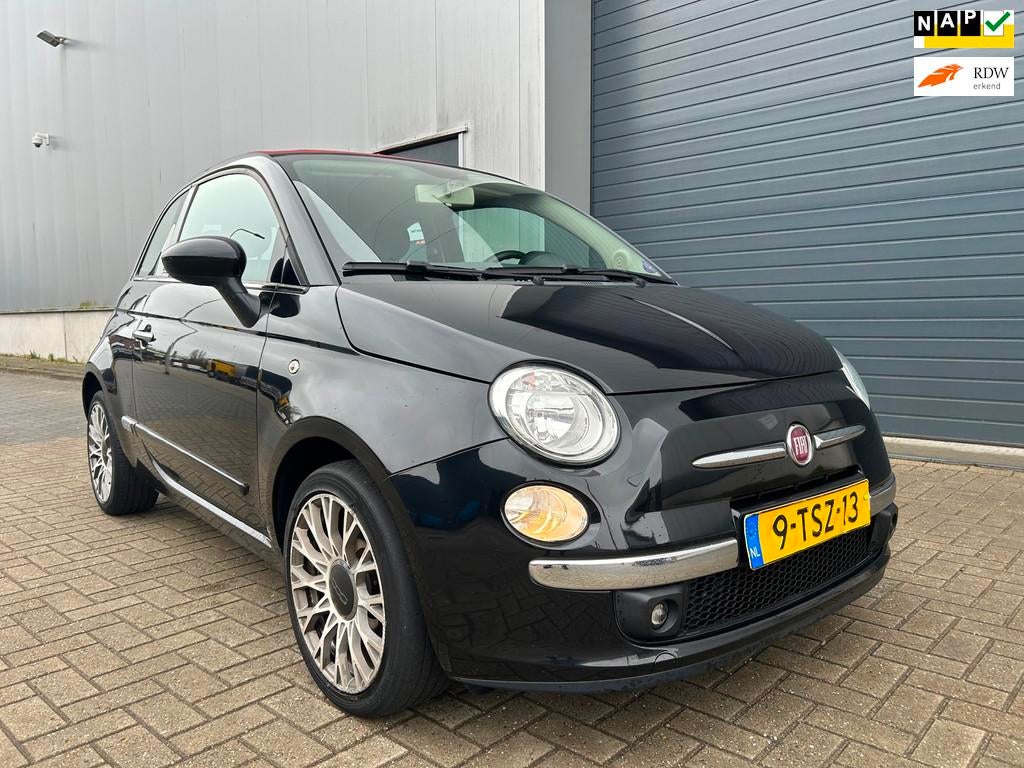 Fiat 500 C 0.9 TwinAir Lounge AIRCO NAVI PDC LEDER 1EIG, 86 pk, Gebruikt, Cabriolet, Zwart