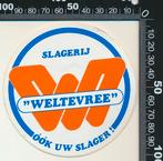 Sticker: Slagerij Weltevree, Ophalen of Verzenden, Zo goed als nieuw, Bedrijf of Vereniging