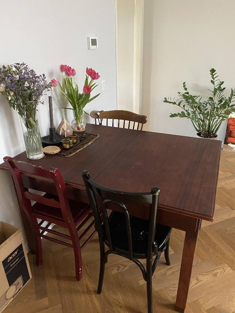 Teak eettafel midcentury uitschuifbaar, Huis en Inrichting, Tafels | Eettafels, Ophalen, Gebruikt, Teakhout, 50 tot 100 cm