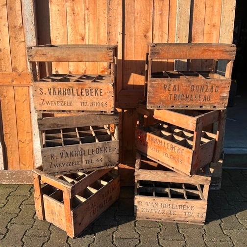 Flessen krat hout kist origineel uit België 12 fles, Huis en Inrichting, Woonaccessoires | Kisten, Gebruikt, Minder dan 50 cm
