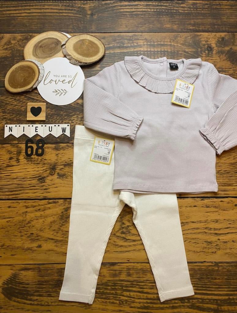 Baby girl Wibra setje shirtje lila legging wit maat 68, Ophalen of Verzenden, Nieuw, Meisje, Setje