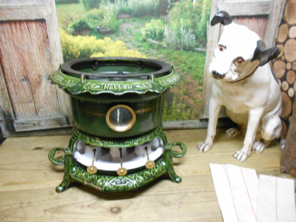 🔥emaille donkergroen petroleumstellen oliestellen🔥, Antiek en Kunst, Antiek | Emaille, Ophalen of Verzenden