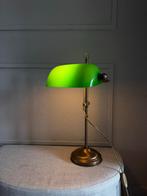 Vintage Bankierslamp - Groen Glas & Messing, Hoogte Verstelb, Ophalen