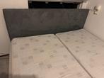 Boxspring Bed met Hoofdbord - Grijs, Ophalen, Gebruikt, Tweepersoons, 180 cm