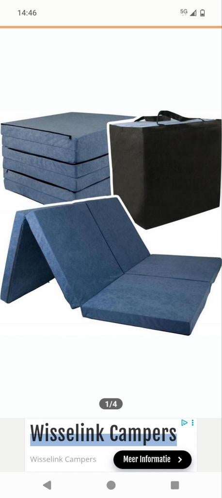 Opvouwbaar matras, logeerbed, logeer matras, camper matras, Huis en Inrichting, Slaapkamer | Matrassen en Bedbodems, Ophalen, Eenpersoons