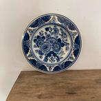 Delfts blauw wandbord met bloemendecoratie - 23 cm, Ophalen of Verzenden