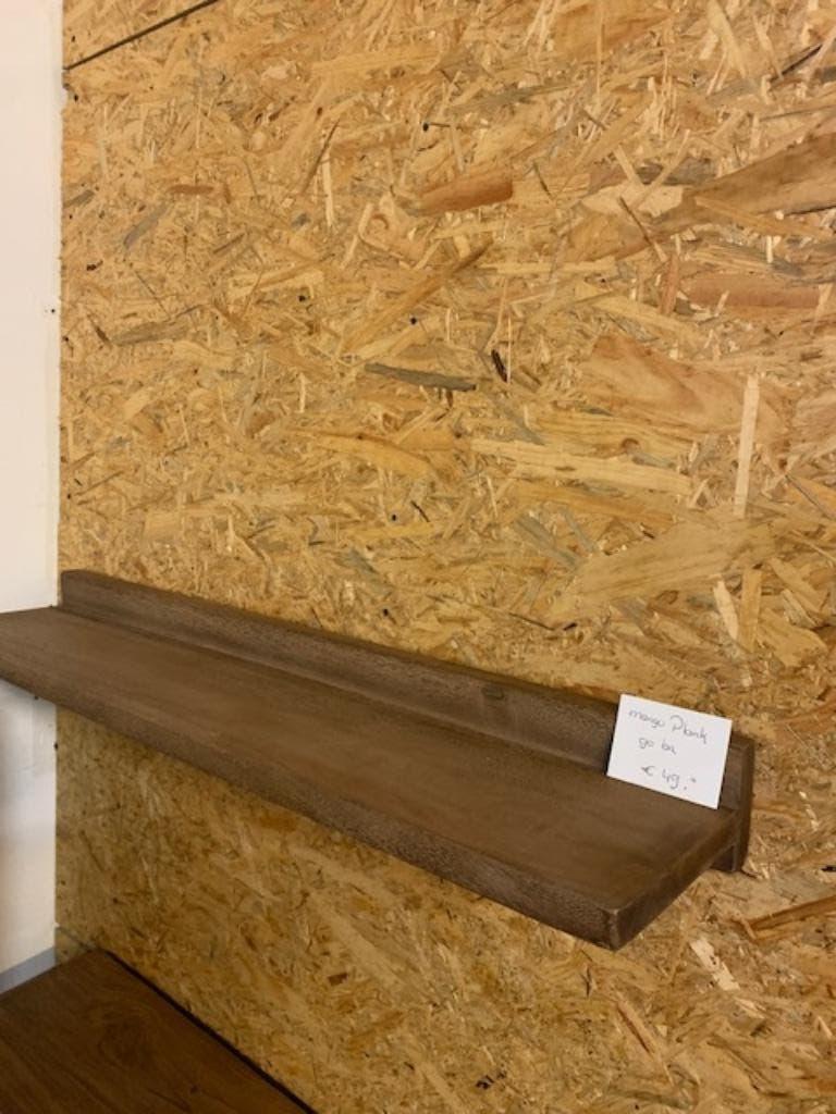 Wandplank Mangohout + Coating  90b en blind ophangen, Ophalen, Bruin, Nieuw, 50 tot 100 cm