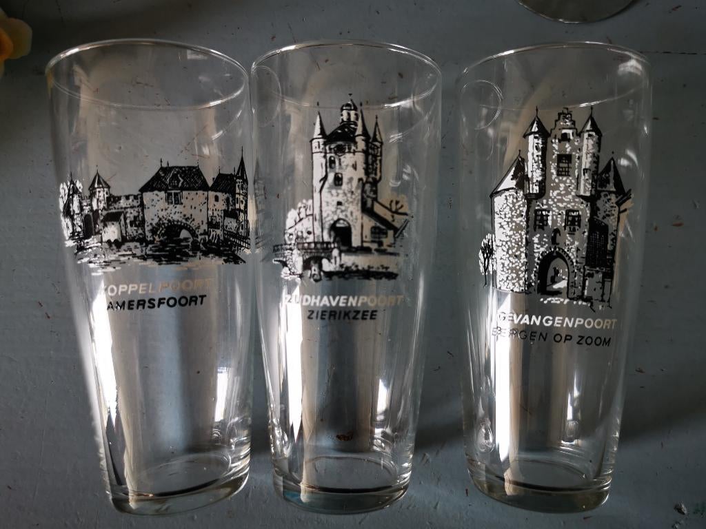 Diverse glazen met opdruk o.a. Monnickendam, Verzamelen, Ophalen of Verzenden, Zo goed als nieuw, Overige typen