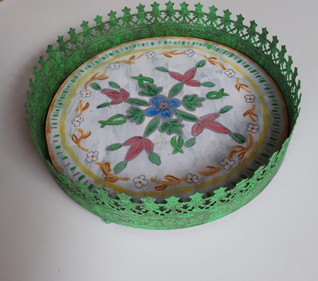 Kaarsenplateau dienblad serveerblad India Ibiza Boho, Huis en Inrichting, Woonaccessoires | Overige, Zo goed als nieuw, Metaal