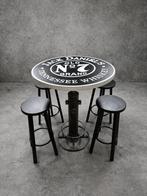 Jack Daniels Tennessee Whiskey Bartafel met 4 Barkrukken, Ophalen, In hoogte verstelbaar, Nieuw