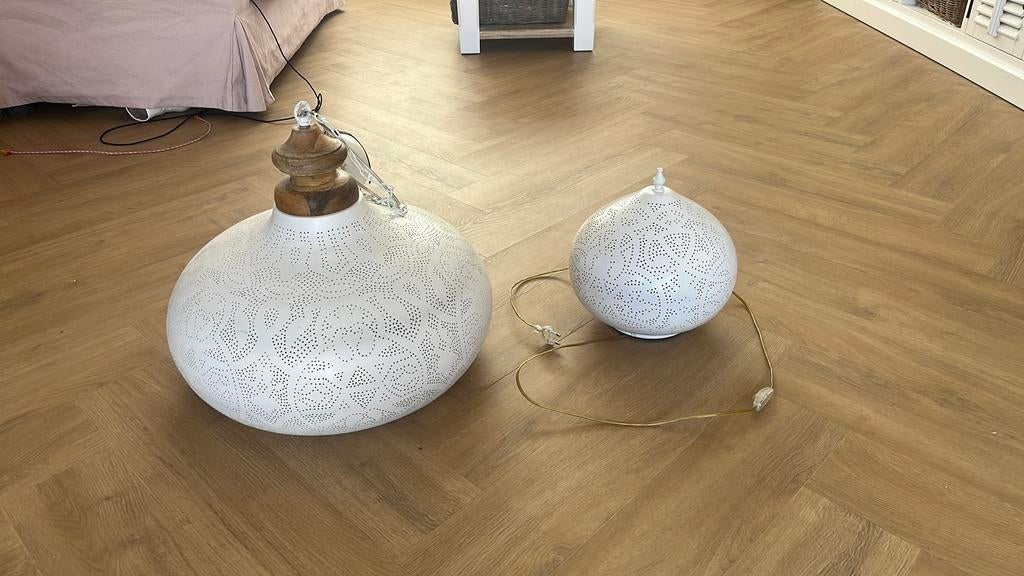 Filigrain lampen set plafond lamp en tafellamp, 50 tot 75 cm, Oosterse stijl ibiza bali marakesh, Ophalen of Verzenden, Zo goed als nieuw
