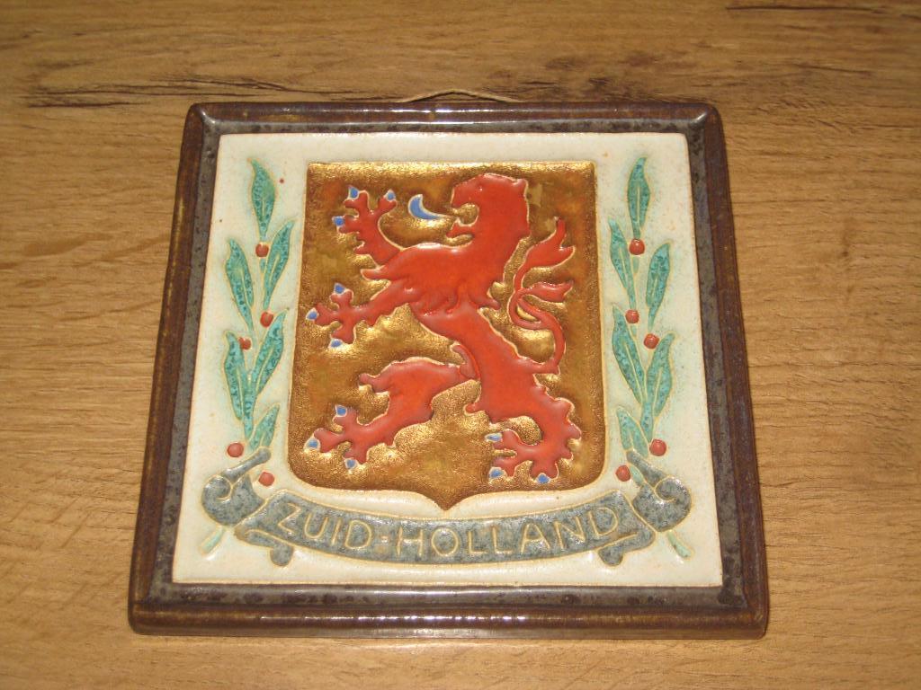 cloisonee wapen-tegel zuid-holland porceleyne fles, Ophalen of Verzenden