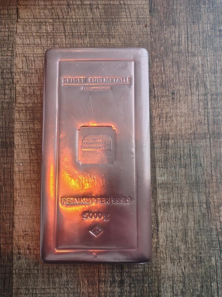 5 kg koperbaar Geiger Schloss Güldengossa in seal certificaa, Postzegels en Munten, Edelmetalen en Baren, Ophalen of Verzenden