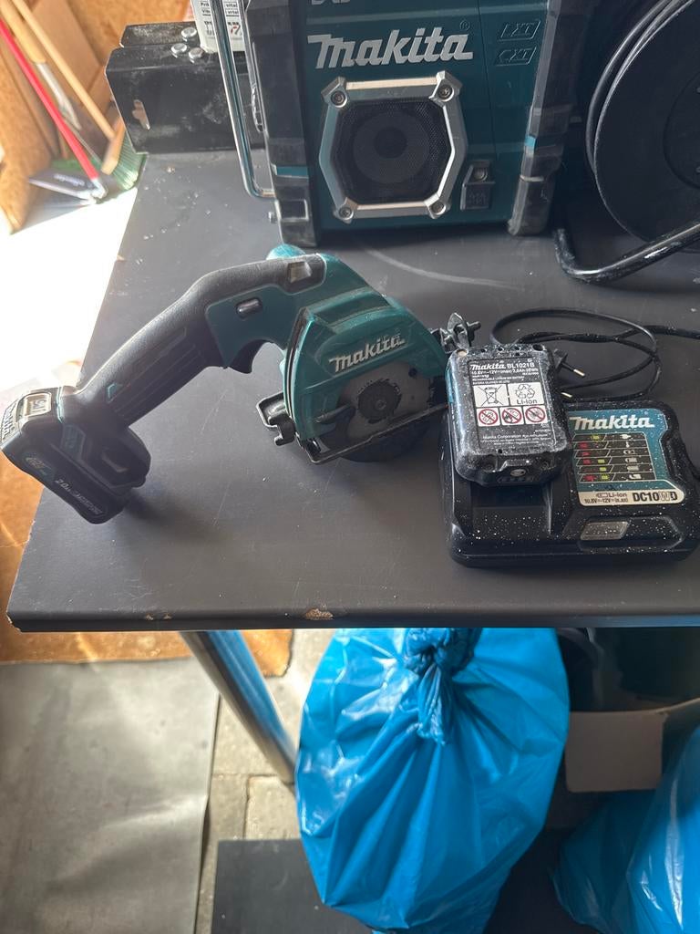 Borstelloze mini-cirkelzaag voor Makita 18 V Li-Ion accu, 4 x 125 mm zaagbladen, 1800 W koperen motor, diagonaal zagen 8500 tpm, multifunctionele zaag voor houtbewerking