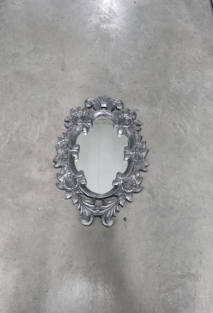 Ovale barok spiegel van gips, Ophalen of Verzenden, Ovaal, Minder dan 100 cm