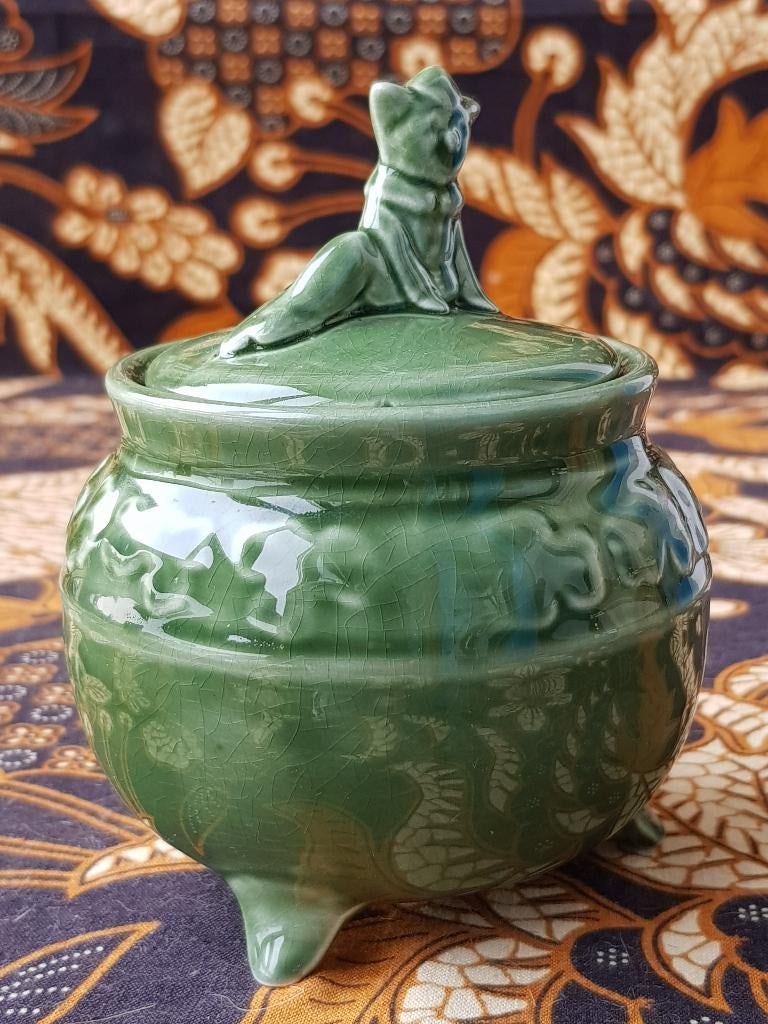 Mooie oude SylvaC suikerpot uit Engeland met een Pixie., Antiek en Kunst, Ophalen of Verzenden