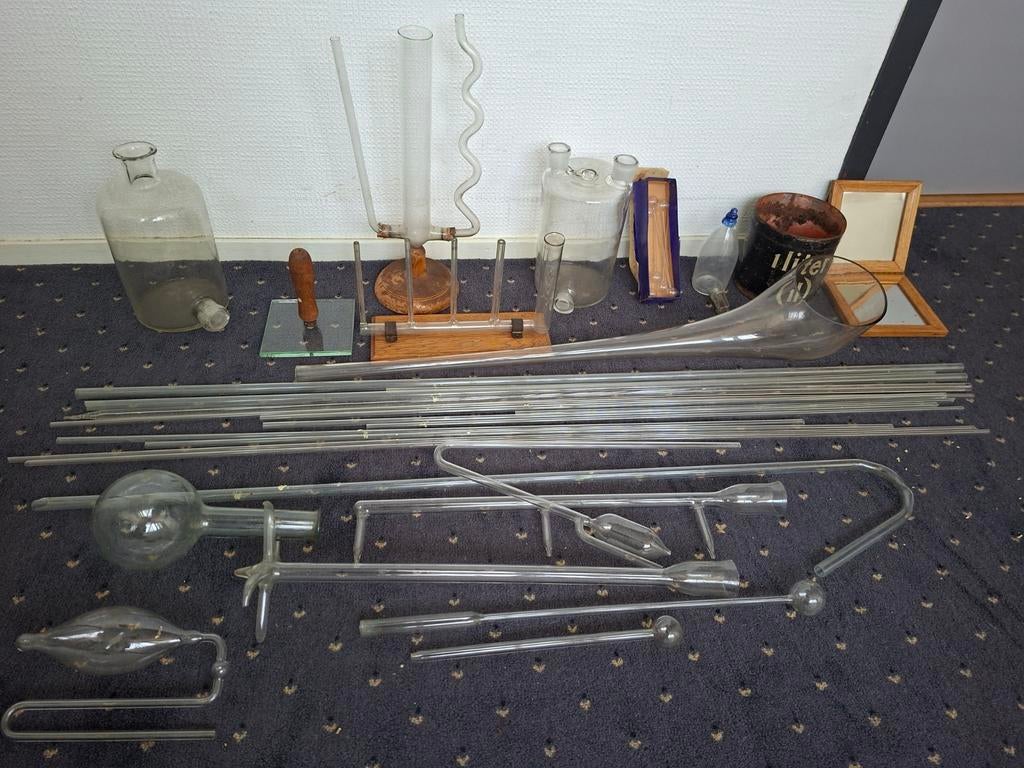 Verzameling laboratorium glaswerk etc., Antiek en Kunst, Ophalen of Verzenden