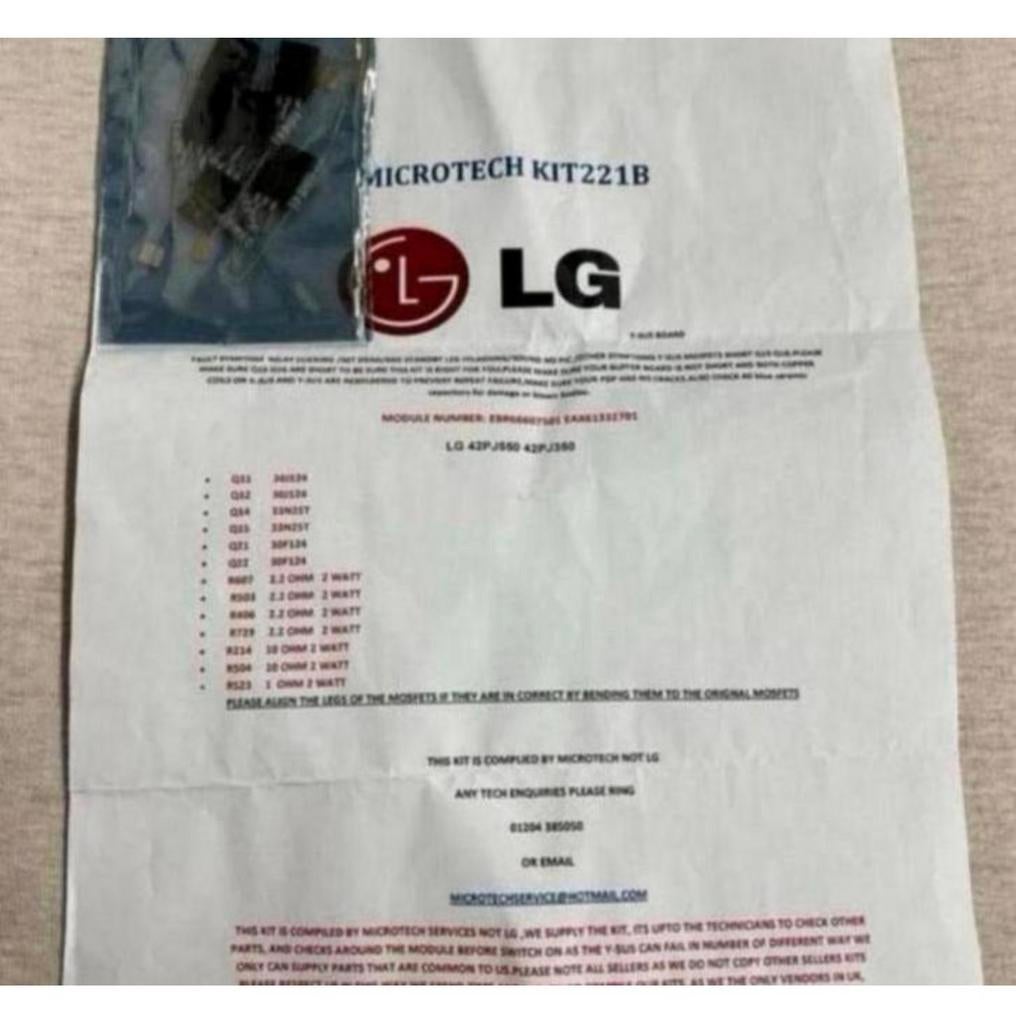 LG 42PJ550 42PJ350 EBR66607501 EAX61332701 reparatie kit set, Nieuw, Ophalen of Verzenden, H, H