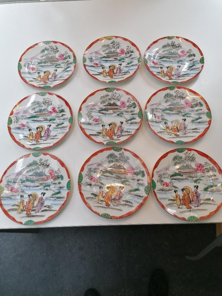 Kutani borden porselein 9 stuks, Antiek en Kunst, Antiek | Porselein, Ophalen