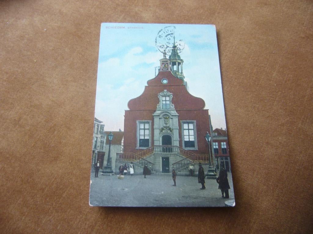 SCHIEDAM  =  STADHUIS BRIEFKAART  1908, Ophalen of Verzenden, Voor 1920, Gelopen, Zuid-Holland