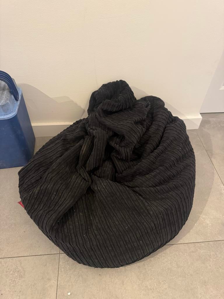 Zwarte Loungepug Zitzak - Comfortabel en Stijlvol, Huis en Inrichting, Zitzakken, Ophalen, Gebruikt, Zwart, Zitzak