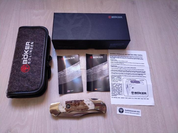Boker optima zakmes hertshoorn Solingen mes, Caravans en Kamperen, Kampeergereedschap, Zo goed als nieuw, Ophalen of Verzenden