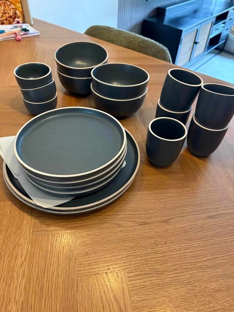 Bjorn servies set origin basalt blauwgrijs keramiek, Huis en Inrichting, Keuken | Servies, Gebruikt, Keramiek, Ophalen of Verzenden