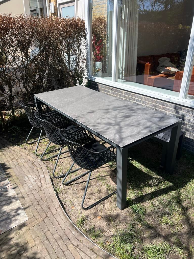 Life Outdoor Living tuinset met tafel, bank en stoelen., Ophalen, 6 zitplaatsen, Aluminium, Zo goed als nieuw