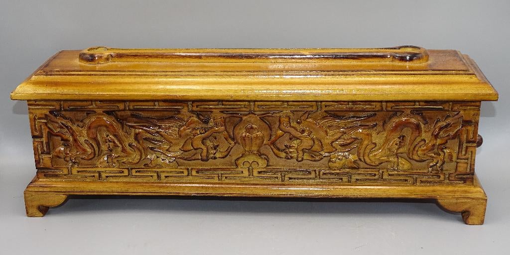 Grote Nepalese tempel wierookbrander (handgemaakt hout) 44cm, Ophalen of Verzenden, Zo goed als nieuw, Overige typen, Boeddhisme