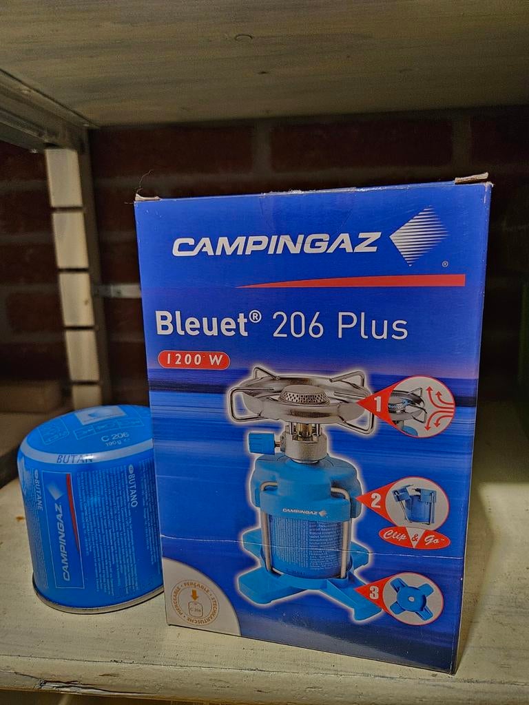 Campingaz Camping 206 S 1,2 kW Hornillo de gas para camping con 2 cartuchos de gas de 190g