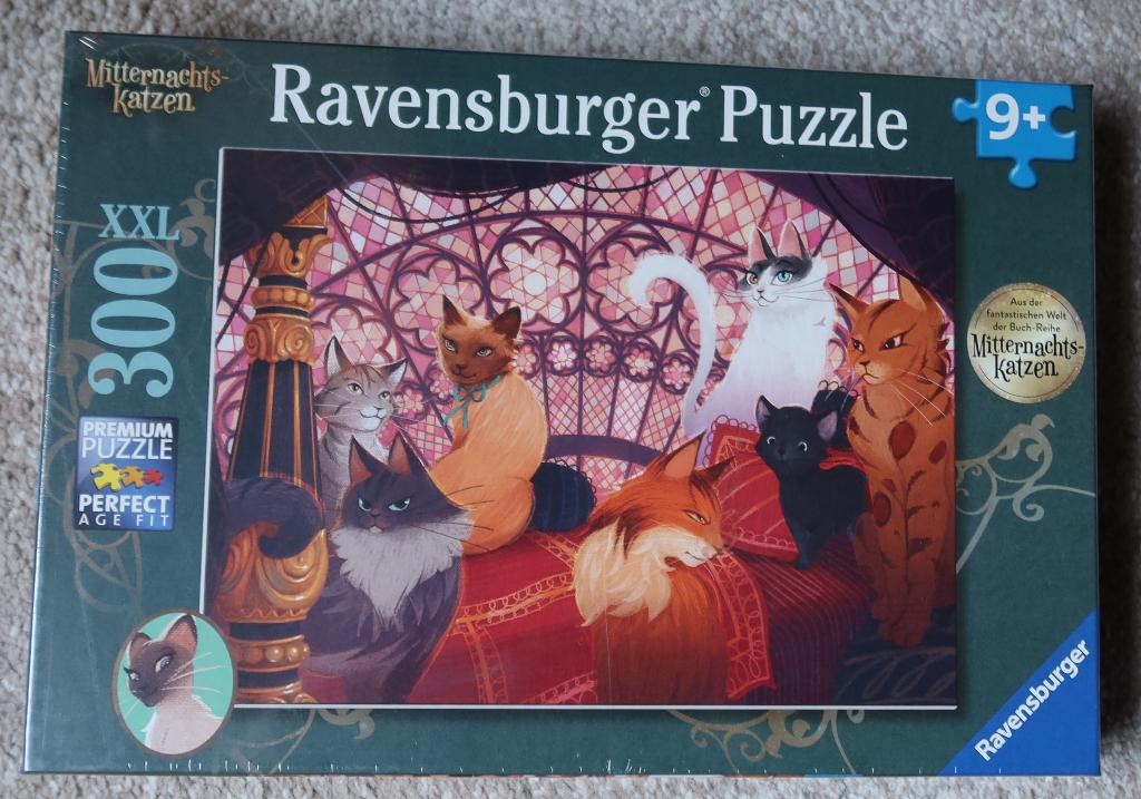 Legpuzzel Ravensburger – 300 stukjes – Mitternachts-Katzen, Ophalen of Verzenden, Minder dan 500 stukjes, Nieuw, Legpuzzel