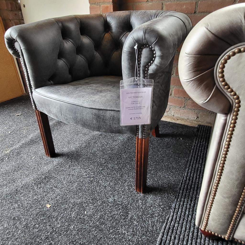 Chesterfield club chair, fauteuil zwart vintage, Ophalen of Verzenden, Zo goed als nieuw, 50 tot 75 cm, Leer