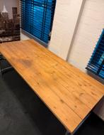 Robuust Steigerhouten Bureau met Metalen Onderstel, Huis en Inrichting, Bureaus, Ophalen, Zo goed als nieuw, Bureau