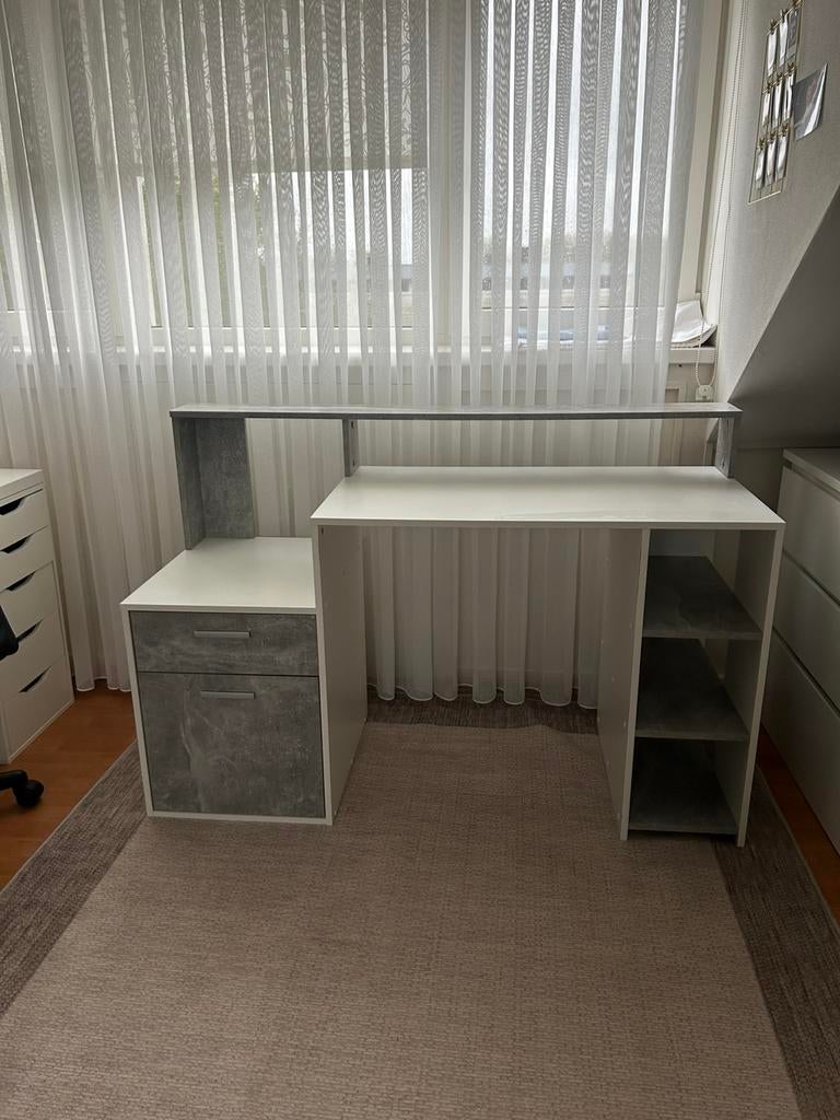 Bureau met lades en opbergruimte, Huis en Inrichting, Bureaus, Ophalen, Gebruikt, Wit