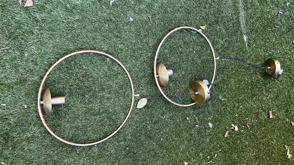 Set van 2 gouden ringlampen, Ophalen, Gebruikt, Metaal, Minder dan 50 cm