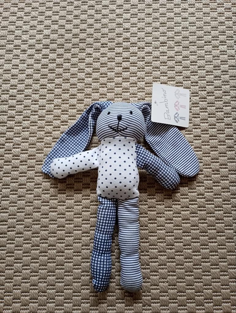 Nieuw Bambino Konijn Knuffel - Blauw/Wit, Ophalen of Verzenden, Nieuw, Overige typen