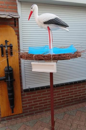 3D ooievaar + nest + met naambordje naar keuze. beschikbaar voor biedingen