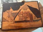 Houten Inlegwerk Schilderij Boerderij 1932, Ophalen of Verzenden
