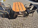 Houten tuinset met 4 stoelen, Tuin en Terras, Tuinsets en Loungesets, Ophalen of Verzenden