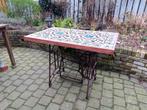 Tafel, tuintafel met brocante gietijzeren onderstel, Tuin en Terras, Gebruikt, Rechthoekig, Metaal, Ophalen