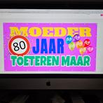 Moeder 80 jaar poster 250x130cm, Ophalen of Verzenden, Nieuw, Versiering