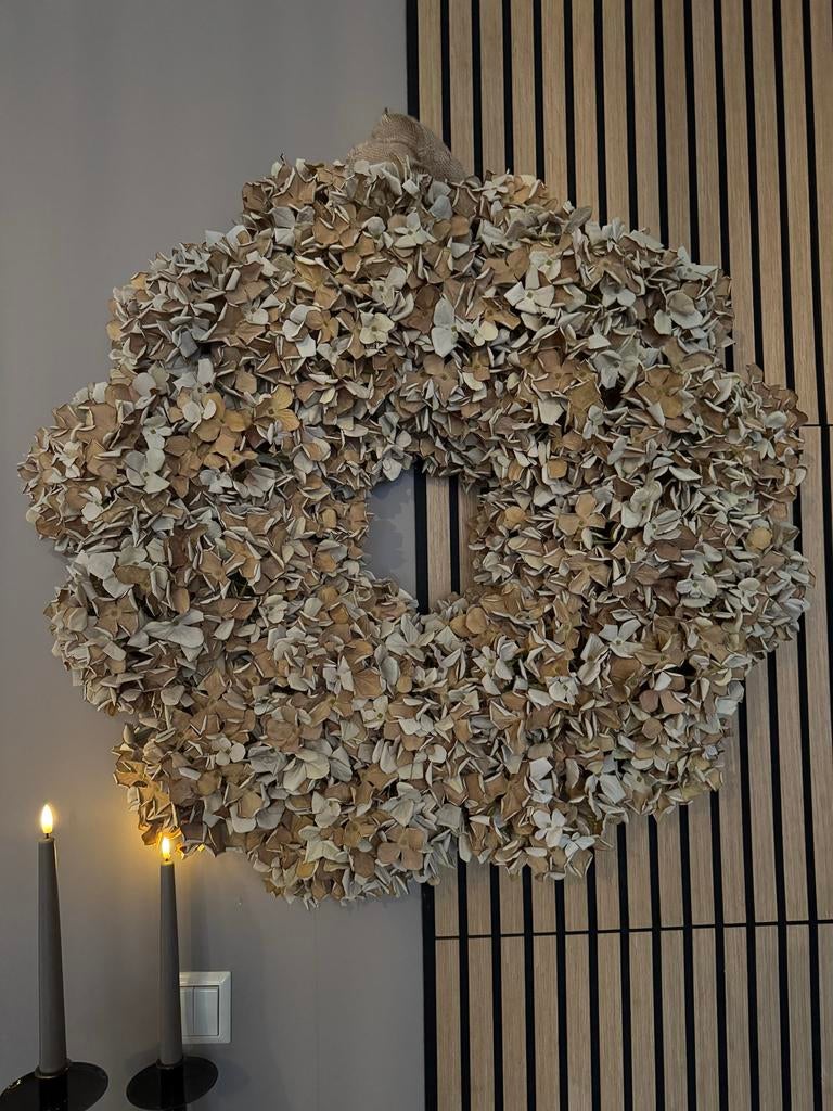 Grote Krans van Zijde Hortensia's 80 cm, Huis en Inrichting, Woonaccessoires | Kransen, Ophalen of Verzenden, Nieuw