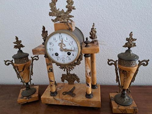 3-delig marmeren klokstel - Ponsonnet St Valier (circa 1890), Antiek en Kunst, Antiek | Klokken, Ophalen