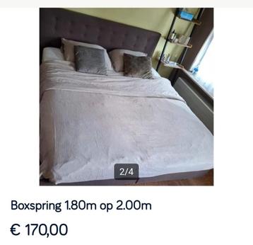 Boxspring 180x200 antraciet incl. topper - Turnhout beschikbaar voor biedingen