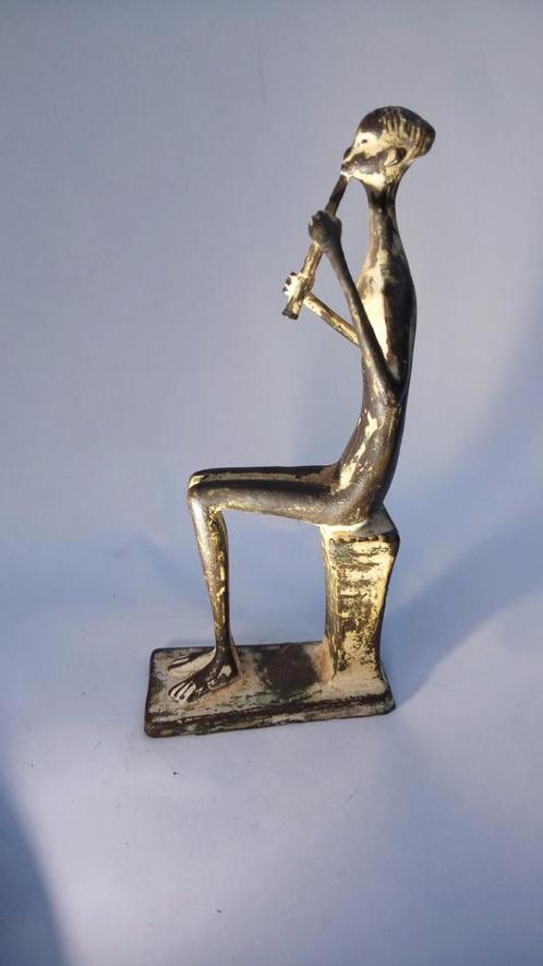 Bronzen Fluitiste van Piet Van Heerden, Antiek en Kunst, Kunst | Beelden en Houtsnijwerken, Ophalen of Verzenden